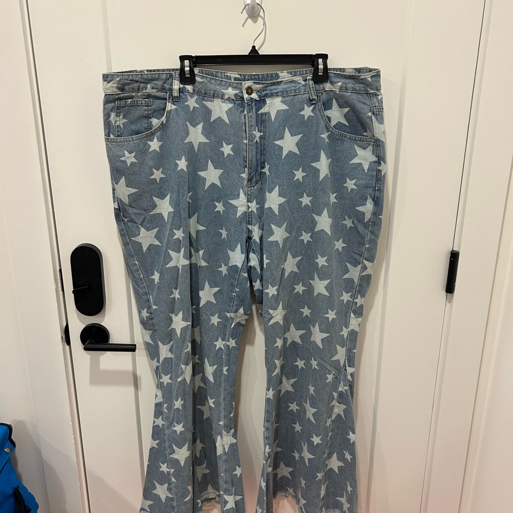 SHEIN Blue and White Denim Jeans